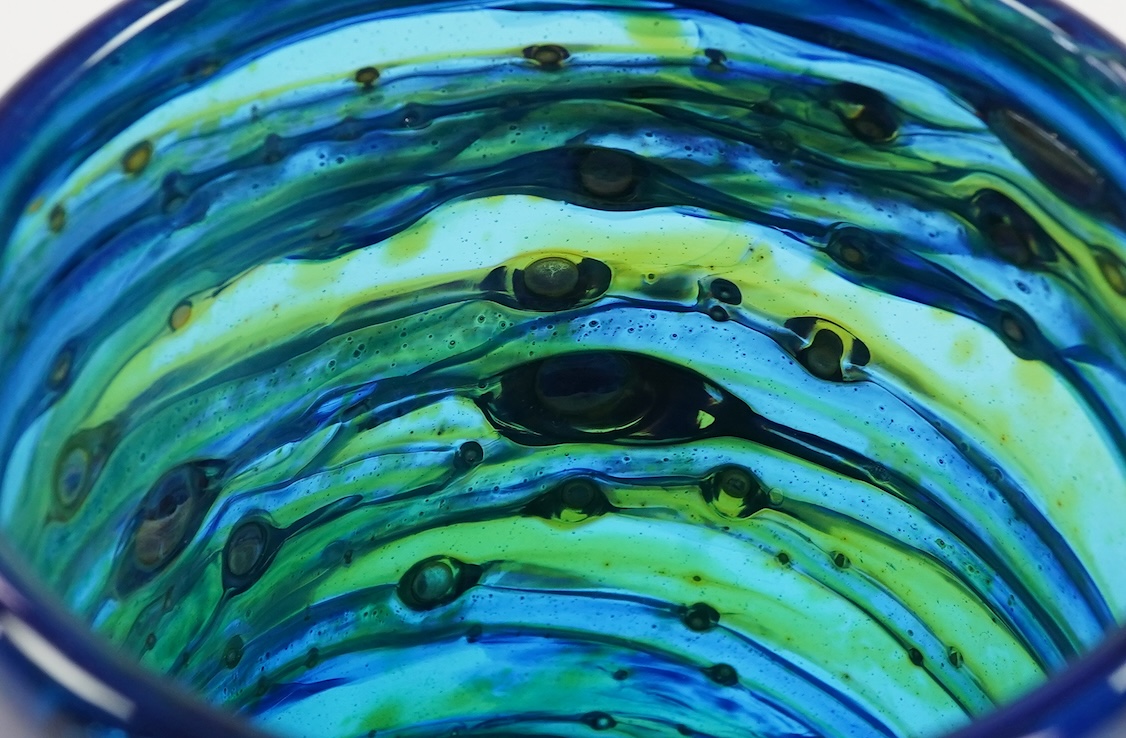 Michael Harris (1933-1994) for Isle of Wight Glass Studio: A blue glass vase